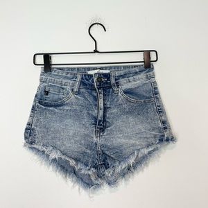 Kancan Acid Wash Cut Off  Jean Shorts frayed hem Size 3 / 25